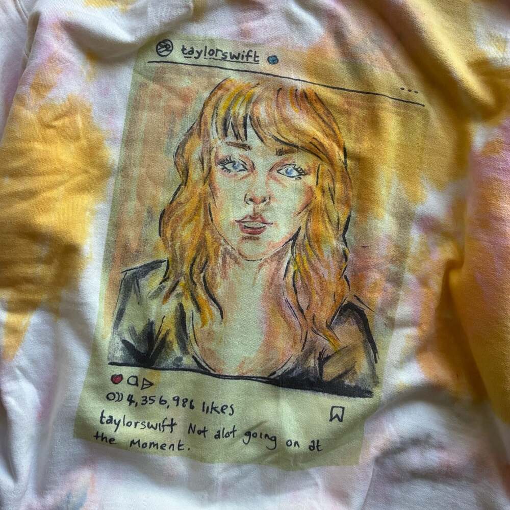 Champion Taylor Swift Not Alot Going On At The Moment TieDye Crewneck Sweatshirt - Picture 2 of 5